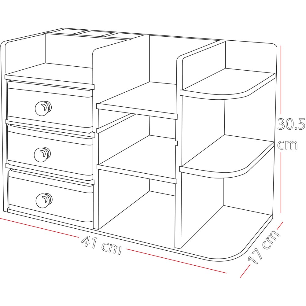 Organizer Scrivania, Bagno Cosmetici Makeup Mobiletto in Bambù 41 x 17 x 30.5 cm