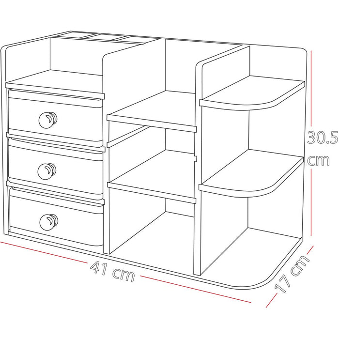 Organizer Scrivania, Bagno Cosmetici Makeup Mobiletto in Bambù 41 x 17 x 30.5 cm