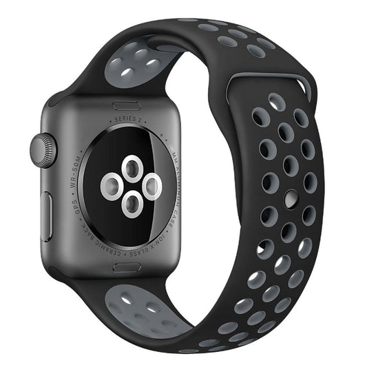 Cinturino Sport in Silicone per Apple Watch Nero/Grigio 42 mm 118/92mm