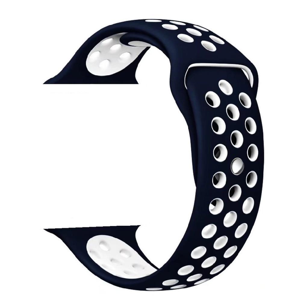 Cinturino Sport in Silicone per Apple Watch Blu/Bianco 42 mm 118/92mm