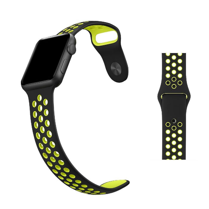 Cinturino Sport in Silicone per Apple Watch Nero/Giallo 42 mm 118/92mm