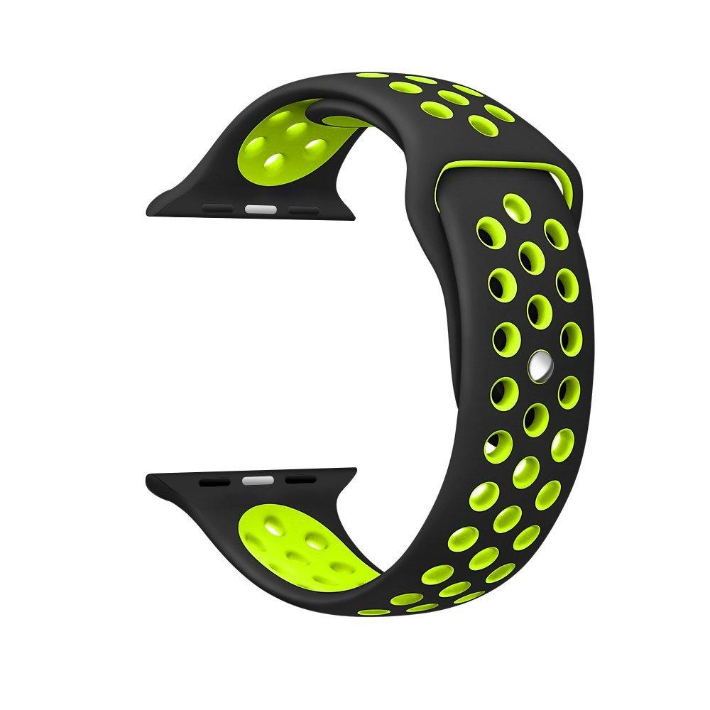 Cinturino Sport in Silicone per Apple Watch Nero/Verde 42 mm 118/92mm