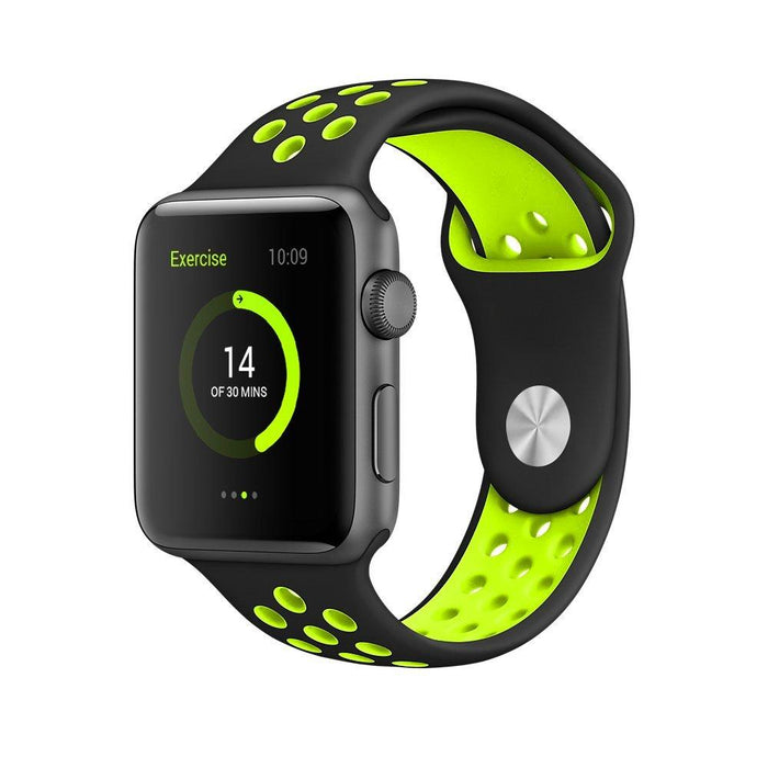 Cinturino Sport in Silicone per Apple Watch Nero/Verde 42 mm 118/92mm