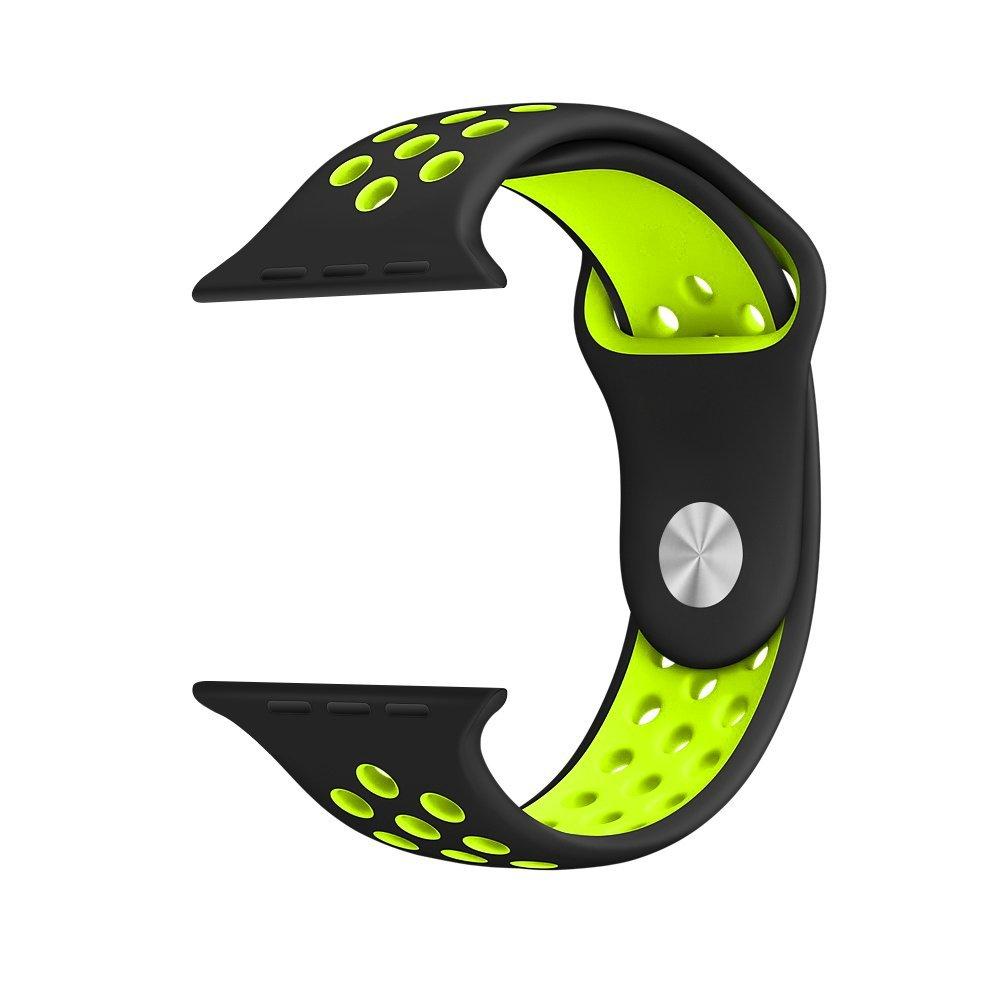 Cinturino Sport in Silicone per Apple Watch Nero/Verde 42 mm 118/92mm