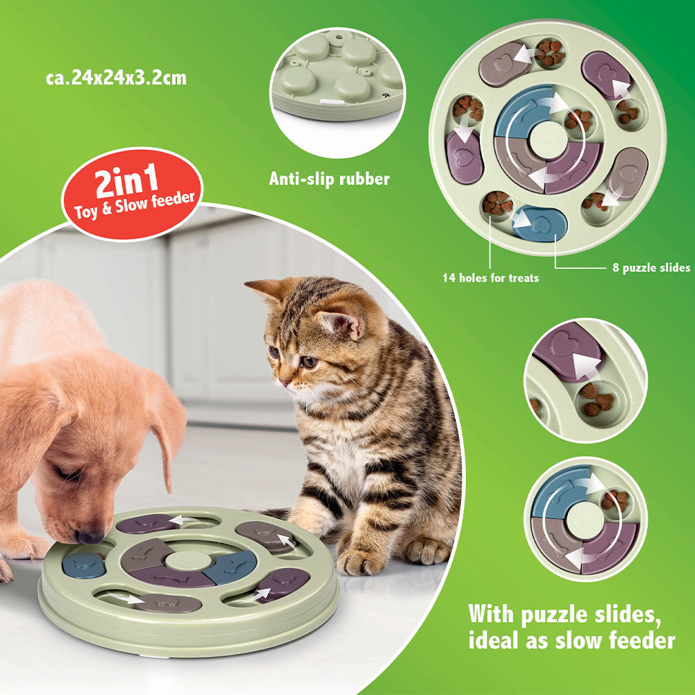 Gioco Educativo per Cani e Gatti Dispenser Crocchette Interattivo Animali Beige