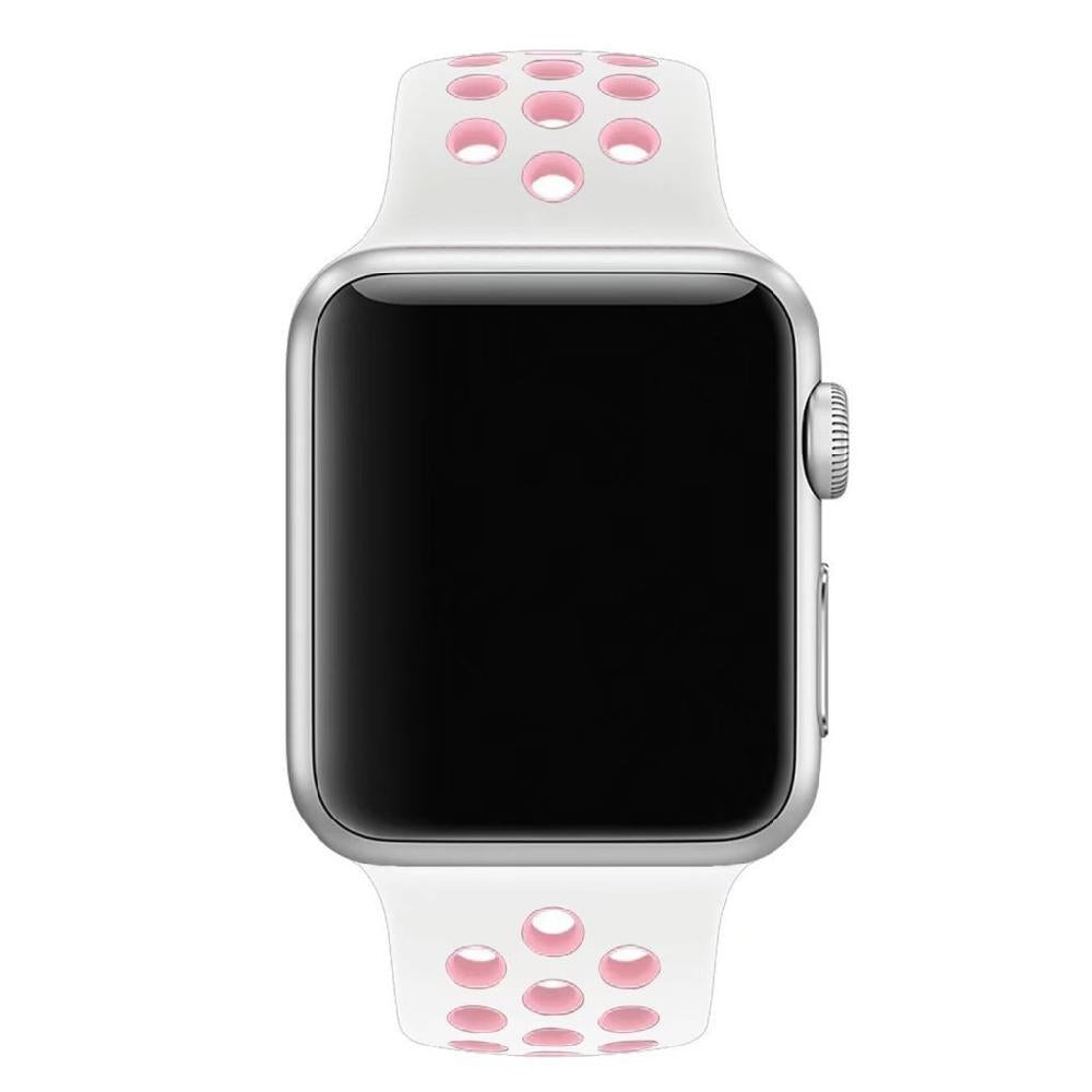 Cinturino Sport in Silicone per Apple Watch Bianco/Rosa 38 mm 112/97mm