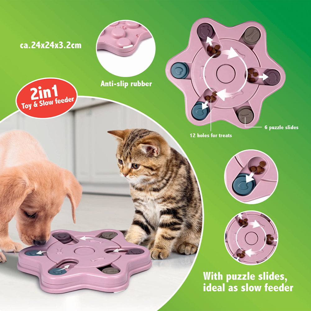 Gioco Educativo per Cani e Gatti Dispenser Crocchette Interattivo Animali Rosa