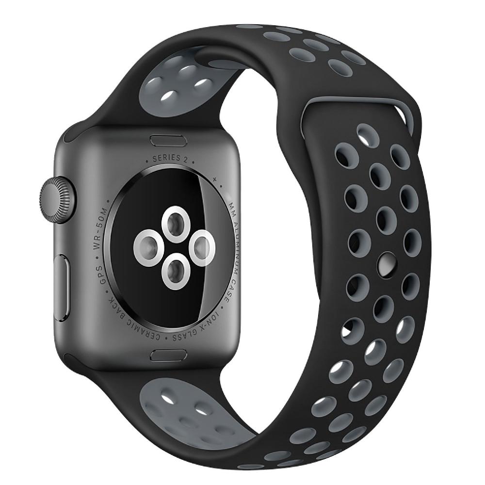 Cinturino Sport in Silicone per Apple Watch Nero/Grigio 38 mm 112/97mm