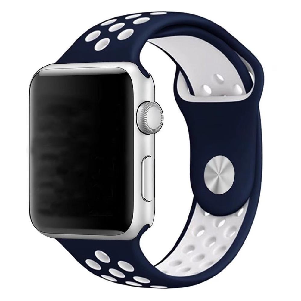 Cinturino Sport in Silicone per Apple Watch Blu/Bianco 38 mm 112/97mm