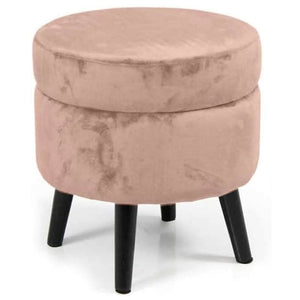 Pouf Contenitore Sgabello Cassapanca Poggiapiedi in Tessuto Velluto Rosa 37x40