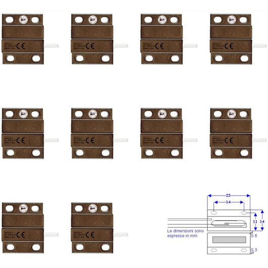 10 MICROCONTATTI MAGNETICI NC A MATTONCINO DA ESTERNO Securvera ST-10MXMCFEPA