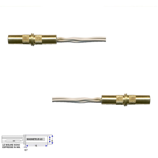 2 MINICONTATTI MAGNETICI DA INCASSO CILINDRICI A CHIODO Securvera ST-105DCMOCOD