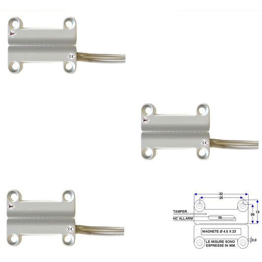 3 CONTATTI MAGNETICI A MATTONCINO DA ESTERNO CONTATTO NC Securvera ST-400TMMBFTA