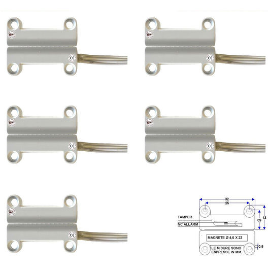 5 CONTATTI MAGNETICI A MATTONCINO DA ESTERNO CONTATTO NC Securvera ST-400CSMBFTA