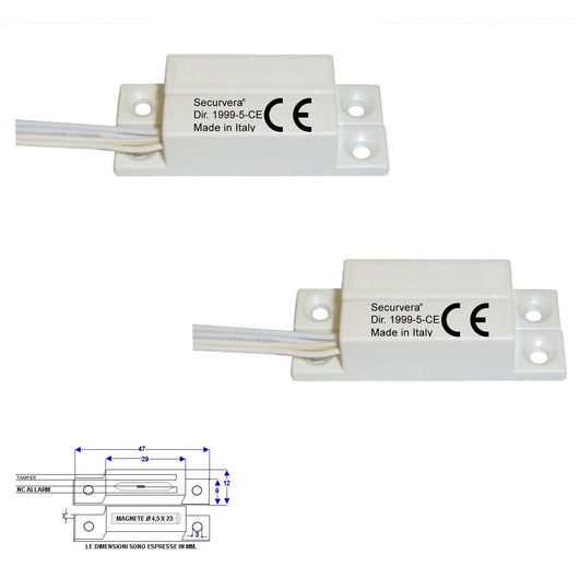 2 CONTATTI MAGNETICI NC A MATTONCINO DA ESTERNO Securvera ST-405DCMABTA