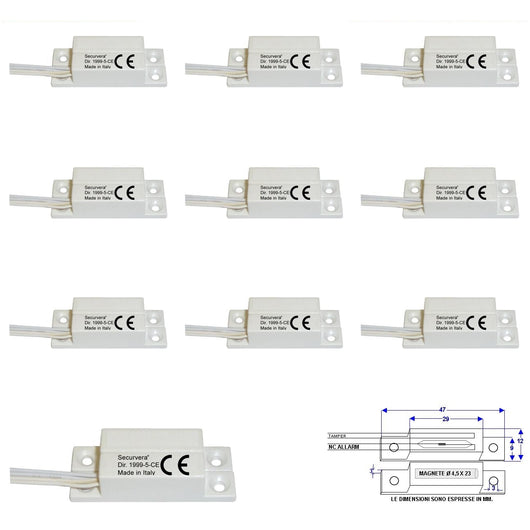 10 CONTATTI MAGNETICI NC A MATTONCINO DA ESTERNO Securvera ST-405XCMABTA