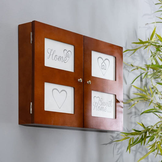 Copri Contatore Elettrico Con Porta FOTO 4 Posti In Legno MDF Marrone 46x8x32cm