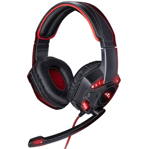 Cuffie Gaming Over-Ear con Illuminazione Led Rossa e Microfono Cavo da 1,5 Metri