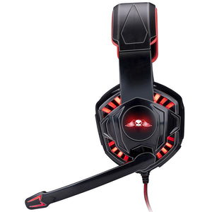 Cuffie Gaming Over-Ear con Illuminazione Led Rossa e Microfono Cavo da 1,5 Metri