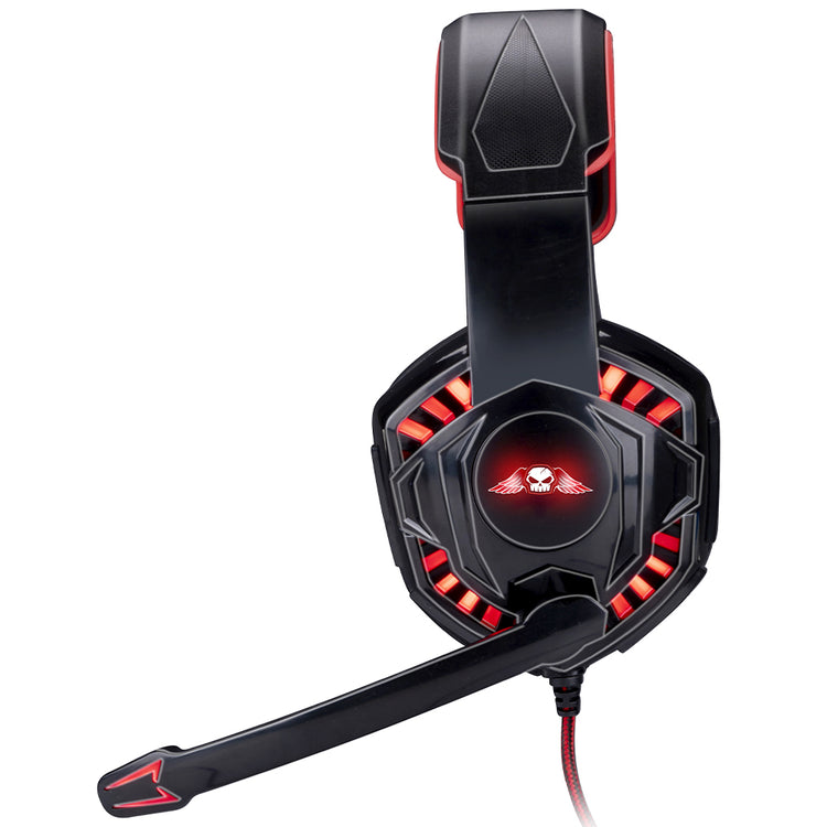 Cuffie Gaming Over-Ear con Illuminazione Led Rossa e Microfono Cavo da 1,5 Metri