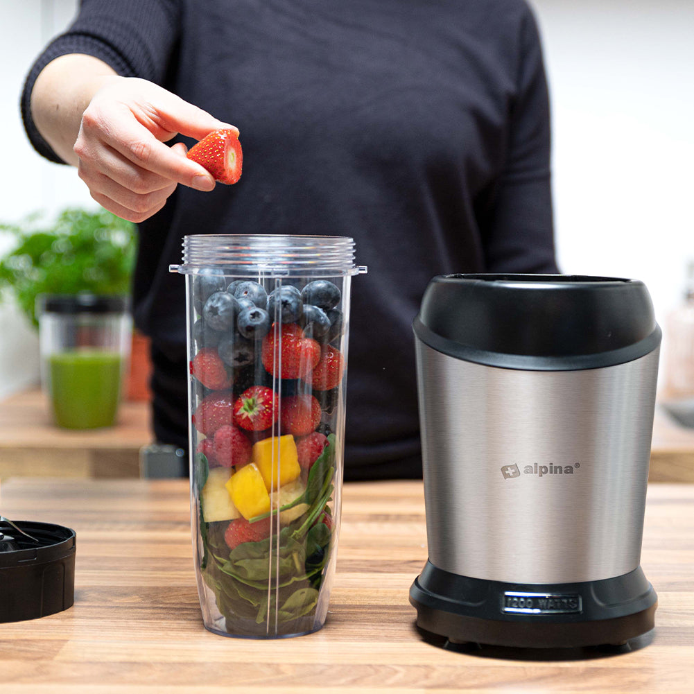 Frullatore Acciaio Inossidabile Smoothie Blender con Caraffa da Asporto 1200W