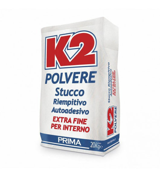 Stucco In Polvere Da 20Kg Riempitivo Autoadesivo Extra Fine Bianco-K2