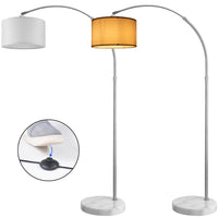 Lampada Arco Piantana Terra Design Moderno Metallo Paralume Tessuto E27 Bianco