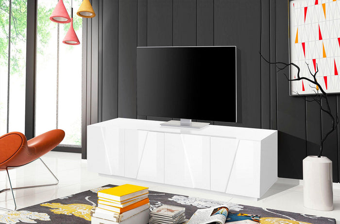 Mobile TV 4 Ante 162,4x44,2x46 cm Ping Bianco Lucido