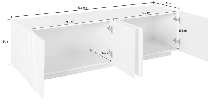 Mobile TV 4 Ante 162,4x44,2x46 cm Ping Bianco Lucido