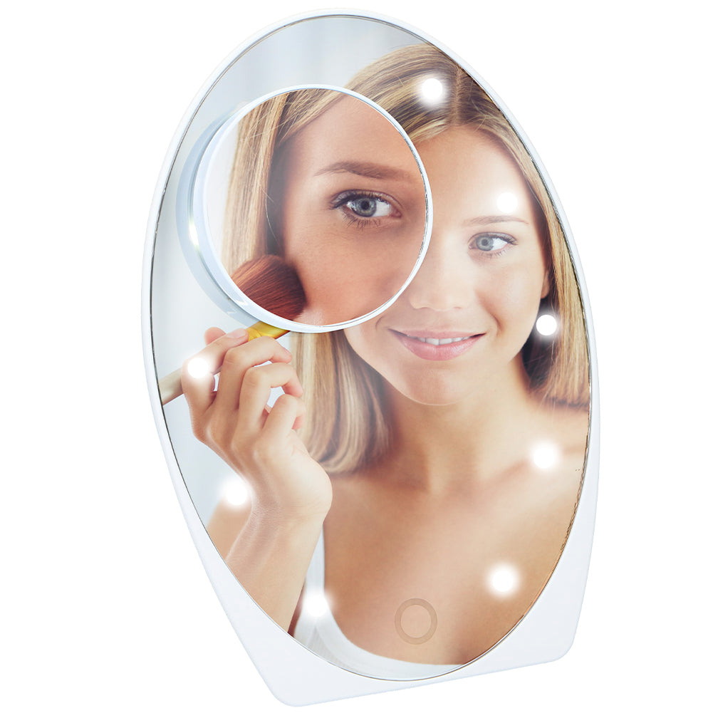 Specchio Ovale per Trucco Makeup Luci Led e Regolazione Touch Ingrandimento 5x