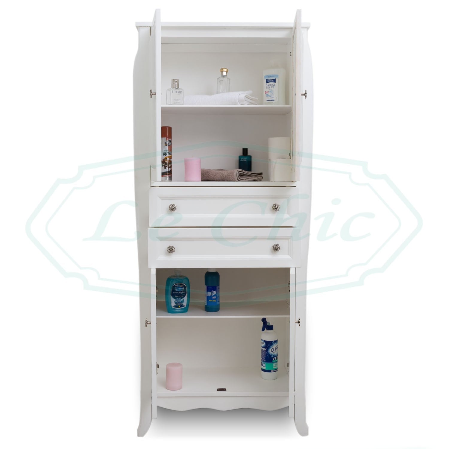 Colonna bagno contemporaneo bianco shabby con vetrine