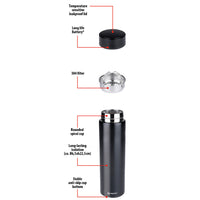 Thermos Digitale Borraccia Termica Capacità 180ml Tappo Antiperdita Acciaio Nero