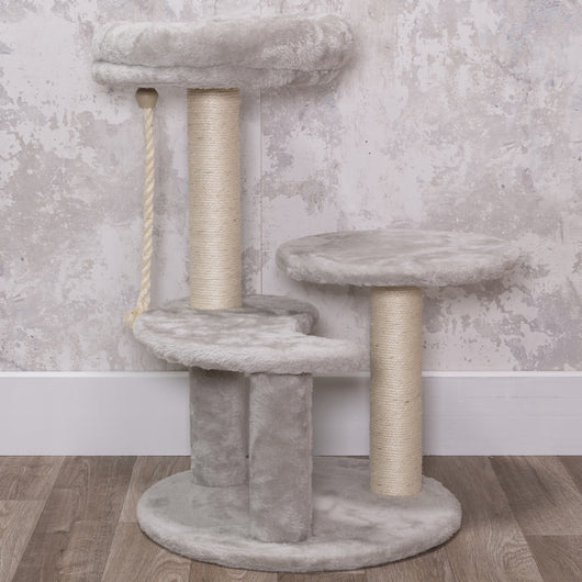 Albero Graffiatoio Tiragraffi 3 Ripiani con Corda in Sisal Rivestimento Peluche