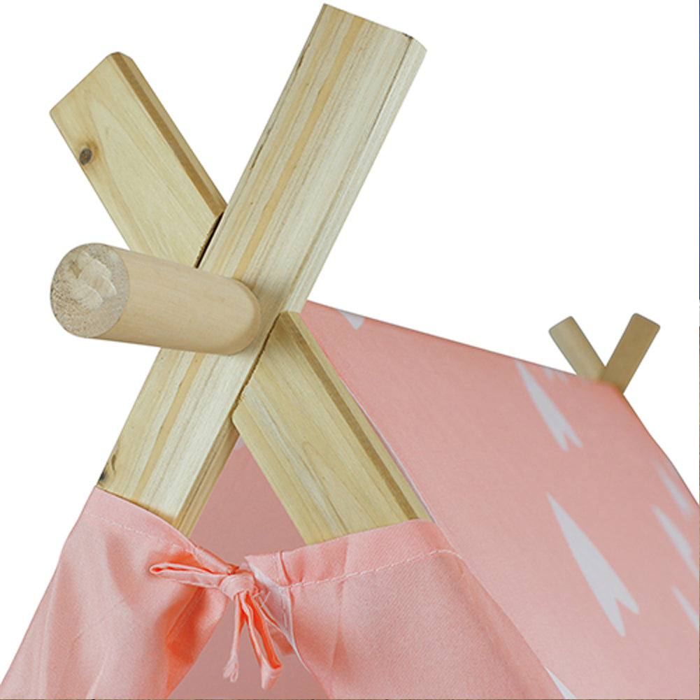 Tenda per Bambini da Gioco per Interni o Esterni Struttura in Legno Leggera Rosa