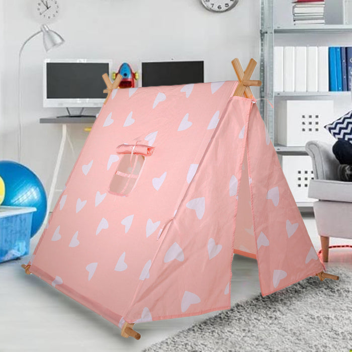 Tenda per Bambini da Gioco per Interni o Esterni Struttura in Legno Leggera Rosa