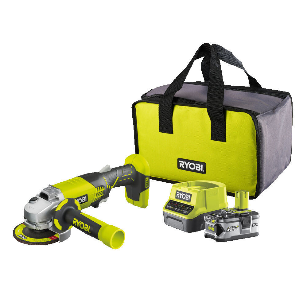 R18Ag-140S - Smerigliatrice Brushless 18V Disco 115Mm + 1 Batteria Da 4 Ah E Borsa Per Il Trasporto - Ryobi