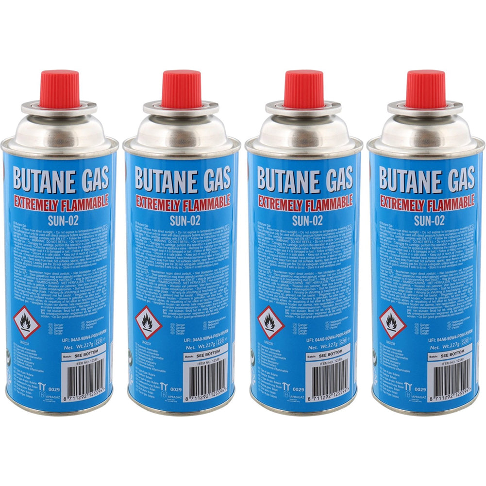 Set 4 Cartucce Gas Butano da 227 gr Ricarica Gas Ø70 x 20 cm Ideale per Barbecue