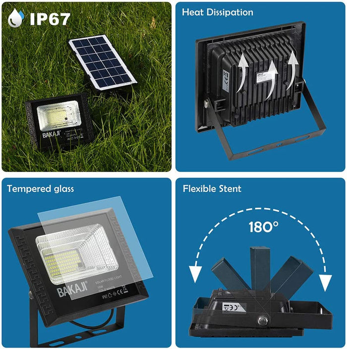 Faro LED 10W Pannello Solare Luce Esterno Alta Luminosita 200 lm + Telecomando