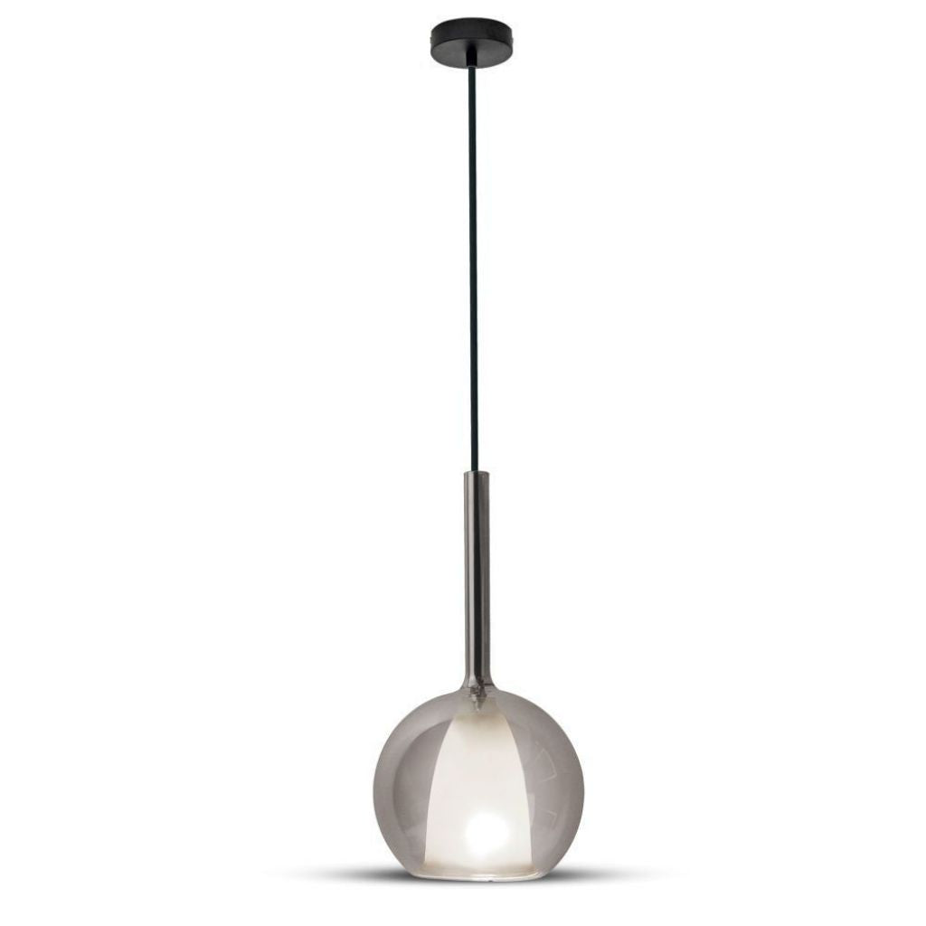 Lampadario da sospensione con Doppio vetro-gungrey+luce a sospensione bianca d: 180