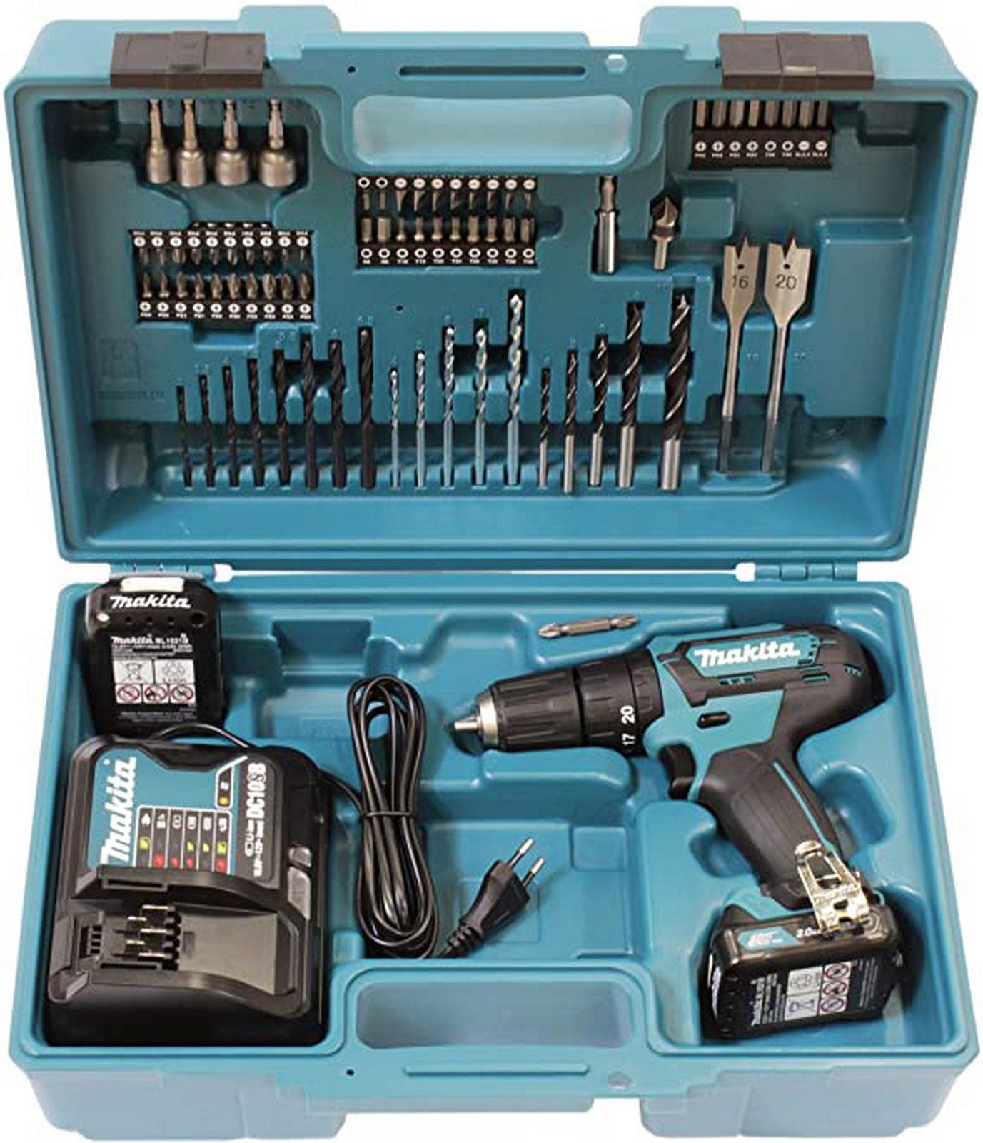 makita superkit 12,0vp-2ah-li hp333dsax1 2batterie 38846