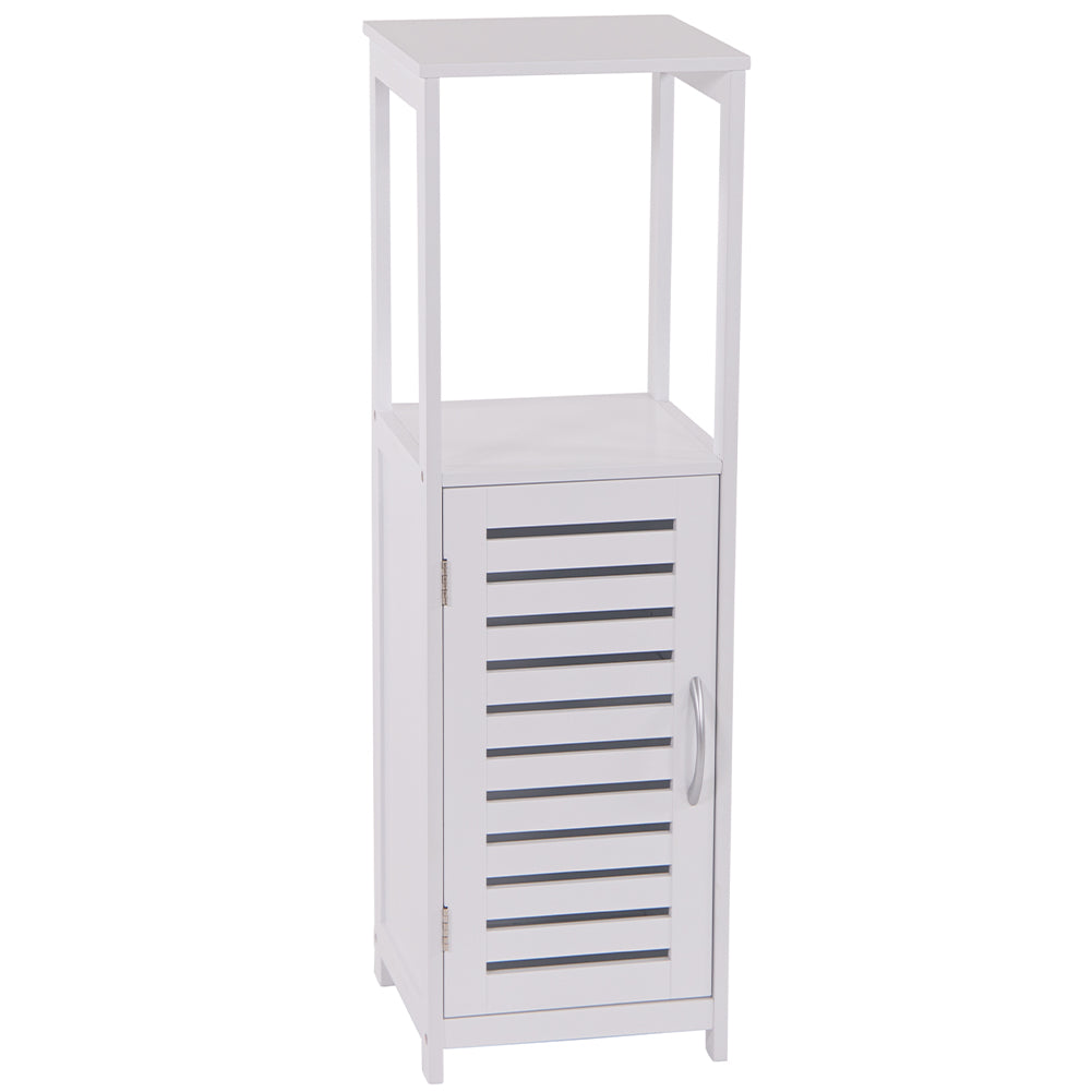 Mobiletto Bagno a Colonna con 1 Ripiano Bianco e Naturale Salvaspazio 30x96 cm