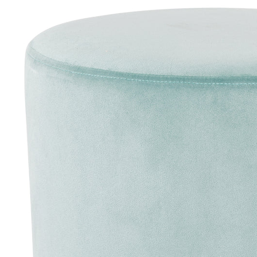 Pouf Poggiapiedi in Velluto Acquamarina Struttura MDF 31x31x38cm Base in Metallo