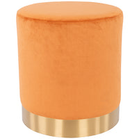 Pouf Poggiapiedi in Velluto Terracotta Struttura MDF 31x31x38 cm Base in Metallo