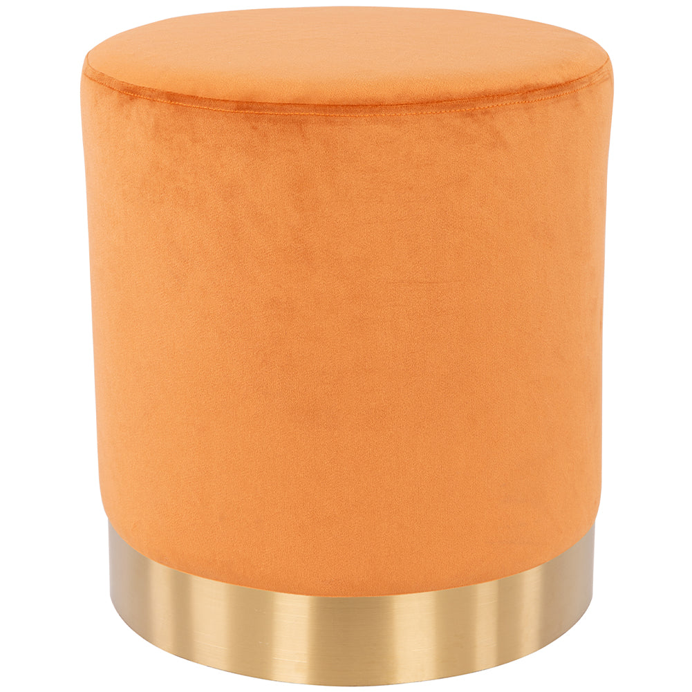 Pouf Poggiapiedi in Velluto colore Terracotta con Struttura MDF 31x31x38 cm e Base in Metallo