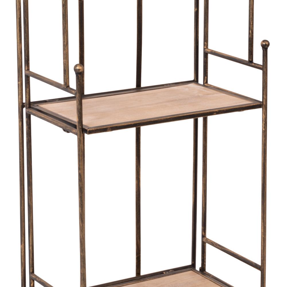 Scaffale 3 Ripiani in Metallo e Legno Mobiletto Portapiante Classico 26x41x122cm