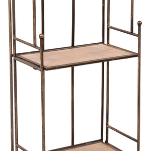 Scaffale 3 Ripiani in Metallo e Legno Mobiletto Portapiante Classico 26x41x122cm