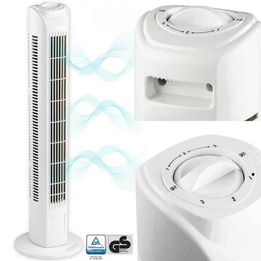 Ventilatore a Torre Colonna Oscillante 45W Alto 78 cm 3 Velocita Torretta Bianco