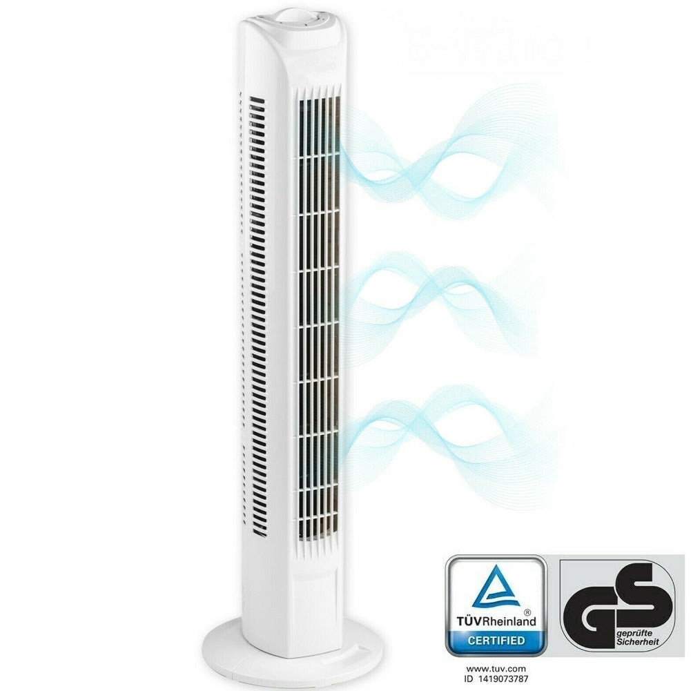 Ventilatore a Torre Colonna Oscillante 45W Alto 78 cm 3 Velocita Torretta Bianco