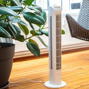 Ventilatore a Torre Colonna Oscillante 45W Alto 78 cm 3 Velocita Torretta Bianco