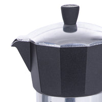 Caffettiera Alluminio Pressofuso 3 Tazze Moka con Manico Soft Touch Colore Nero